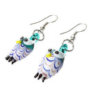Owl Animal Lampwork Glass Necklace Pendant Earrings Set