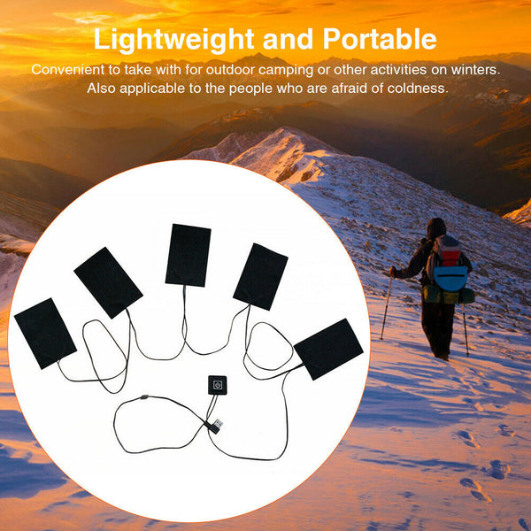 Thermal Clothing Electric Heating Pad USB Charging Outdoor Camping 5 In 1 Winter