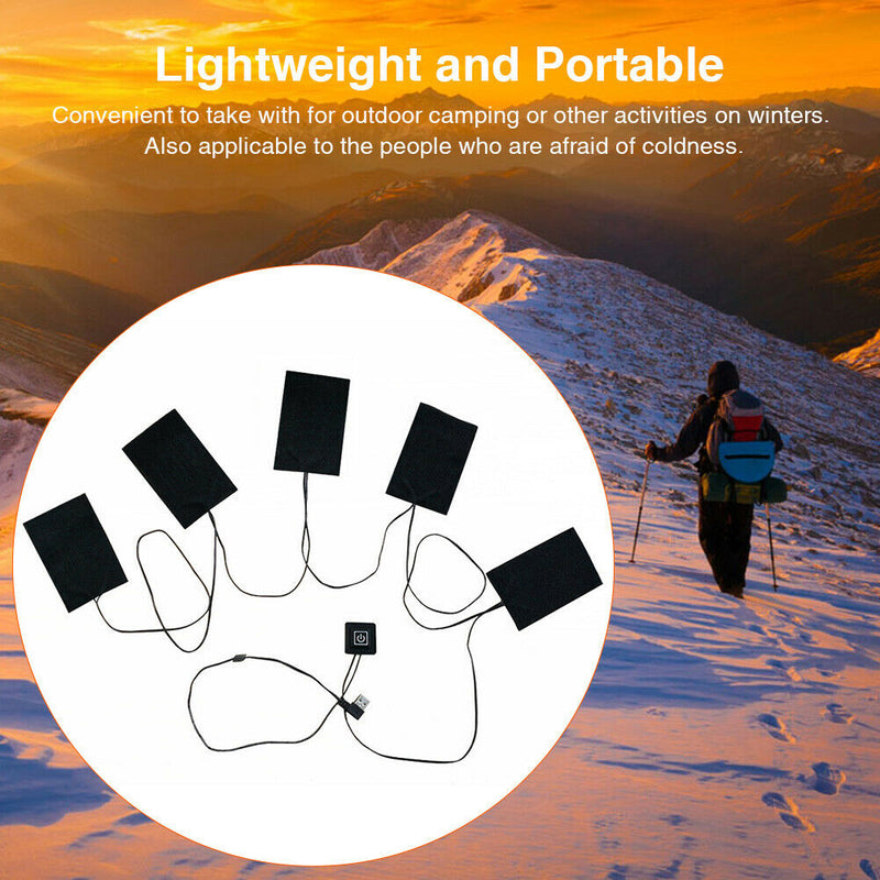 Thermal Clothing Electric Heating Pad USB Charging Outdoor Camping 5 In 1 Winter