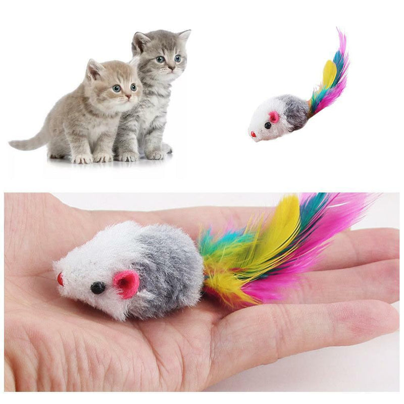 2Pcs/lot Dog Cat Toys Soft Plush Mouse Colorful Feather Pet Playing Toys Hot New