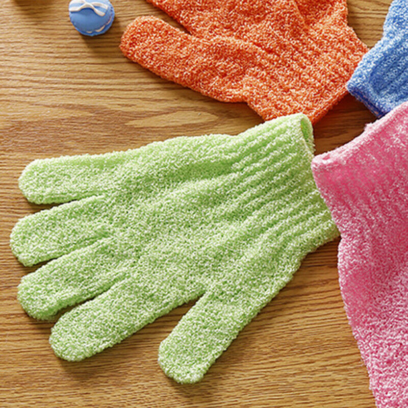1 Pair Shower Bath Gloves Exfoliating Wash Skin Spa Massage Scrub Body Scrubber