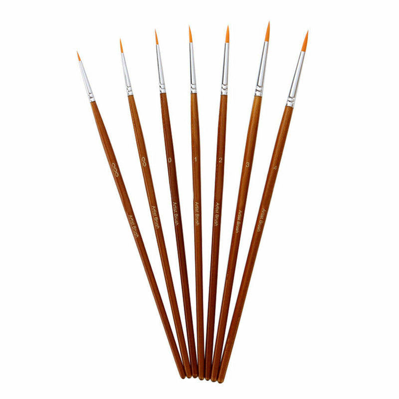 7pcs Detail Liner Paint Brush Set Students Acrylic Painting Art Supplies Gouache