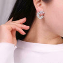 Fashion Olive Branch Leaf Cut Big Cubic Zirconia Women Stud Earrings Elegan B2N0