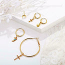 Women'S Fashion Personality Cross Crescent Starlight Earrings Stud Set New F8J8