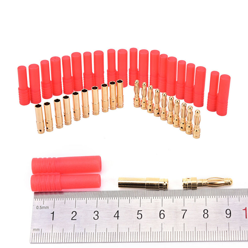 10pack HXT 4mm bullet banana plugs with red housing for RC connector AM-1009CR8~