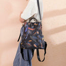 Feather Print Backpack Lady Oxford Cloth Waterproof Travel Casual Schoolbag