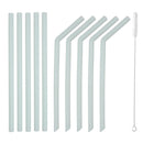10Pcs Silicone Drinking Straws Long Flexible Straws w/Cleaning Brush Green