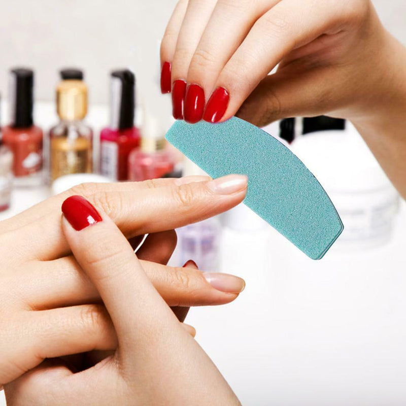 20pcs Sponge Nail Art File UV Gel Polish Half Moon Manicure Sanding Buffer Block