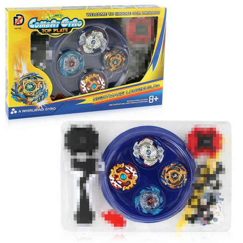 4Pcs Beyblade Burst With Launcher and Arena Metal Fight Battle Fusion Classic