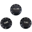 Set of 3 Black speed tone button volume with detail for electric guitar pic