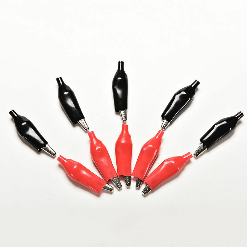 10X/5pairs 44mm Alligator Clip Clamp test Testing Probe Black+Red large size JR