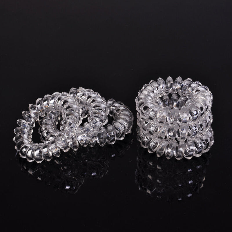 6Pcs Elastic Girl Clear Rubber Telephone Wire Hair Ties Hairband Rope Ties