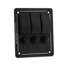 Black Aluminum 12V 3 Gang Red LED Rocker Electric Switch Panel Circuit Breaker