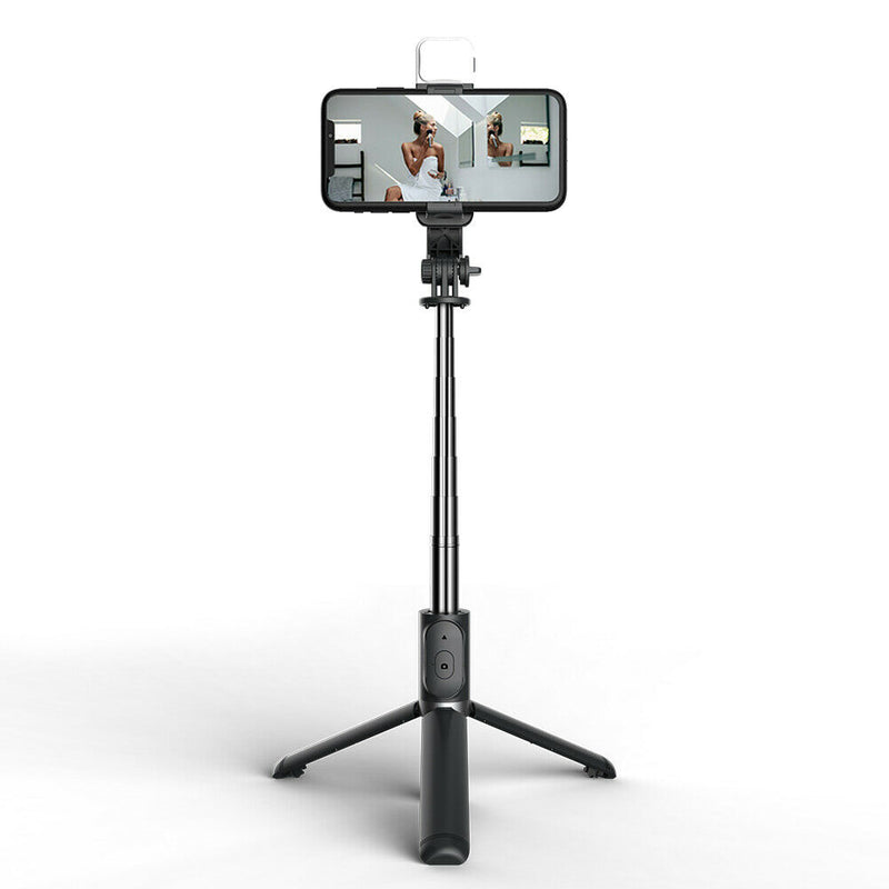 Q02S Bluetooth 4.0 Selfie Stick Tripod Monopod with Remote Control + Fill Light
