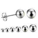 6 pairs Surgical Stainless Steel Round Bead Ball Stud Earrings Set Bead Ear V7U8