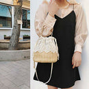 Women Lace Flower Straw Handbag Tote Summer Holiday Woven Bucket Bag Should