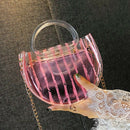 New Striped Transparent Pvc Handbag Ladies Messenger Bag Chain Candy Color