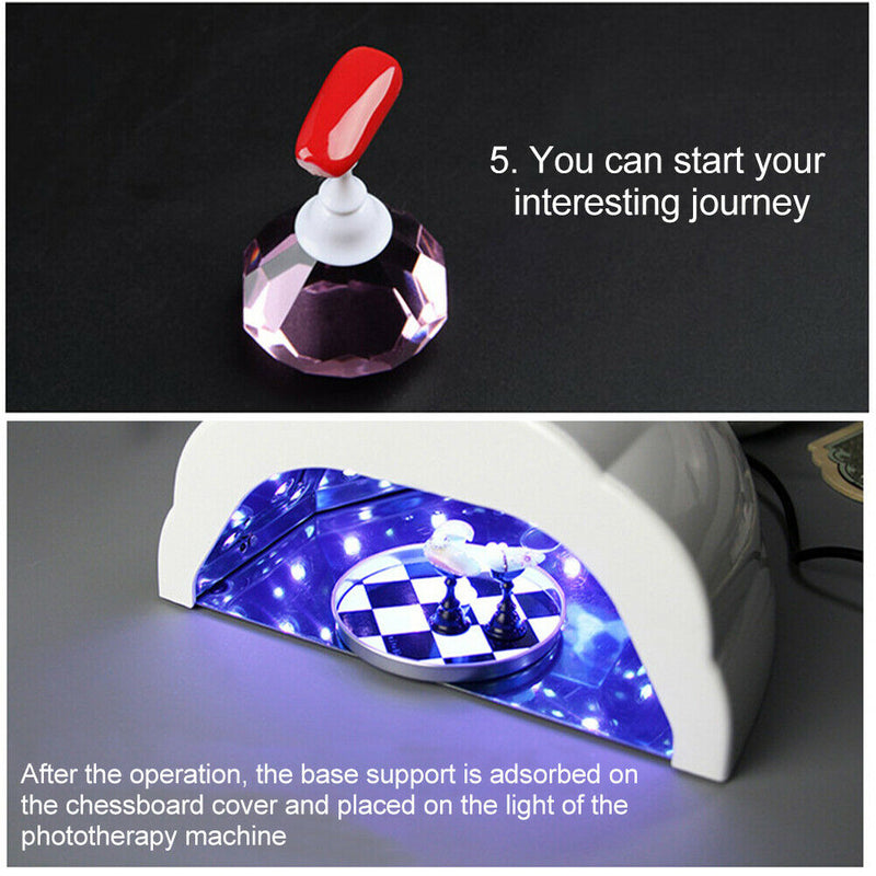 1set of DIY nail art skills holder training display stand with checkerboard