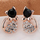 1 Pair Women Fashion Earrings Elegant Cat Crystal Rhinestone Ear Stud EarringsMO