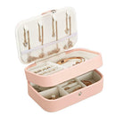 Earrings Storage Box 2 Layers PU Leather Jewelry Display Case (Light Pink)
