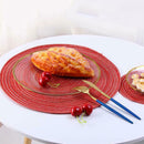 4pcs Round Cotton Weave Placemat Dining Table Mat Disc Pads Insulation Bowl Pad