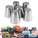 6pcs Russian Icing Piping Tips Fondant Nozzles DIY Cupcake Embossed Tool