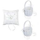 2 pcs White Flower Girl Basket Crystal Rhinestones Decor and 1 pcs