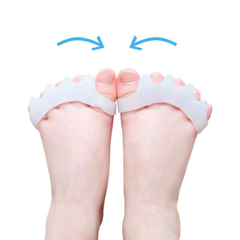 2pcs Gel Toe Separator Hallux Valgus Corrector Straightener Form (White)