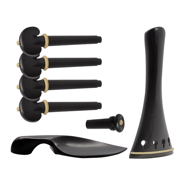7Pcs Professional 4/4 Violin Fiddle Chin Rest Tuning Pegs Tailpiece End Pin Kit