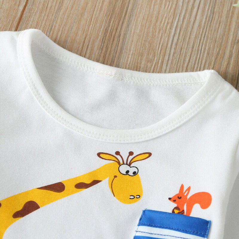 Autumn Toddler Long Sleeve T-shirt Tops Stripe Pants Clothes Set (3-6M)