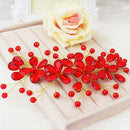 Women's Red Flower Wedding Bridal Party Accessary Hair Pin Clip Jewelry Deluxe