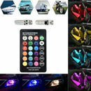 2x T10 W5W 5050 6SMD RGB Remote Control LED Multi Color Light Car Wedge Bulbs H7