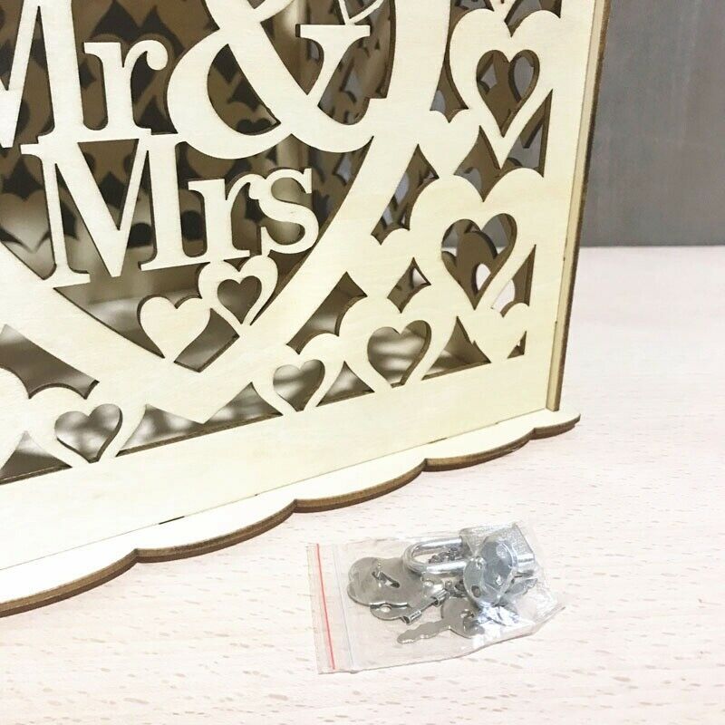 Mr & Mrs Wedding Gift Card Box Wooden Wedding Invitation Card Box Card Sign D6T8