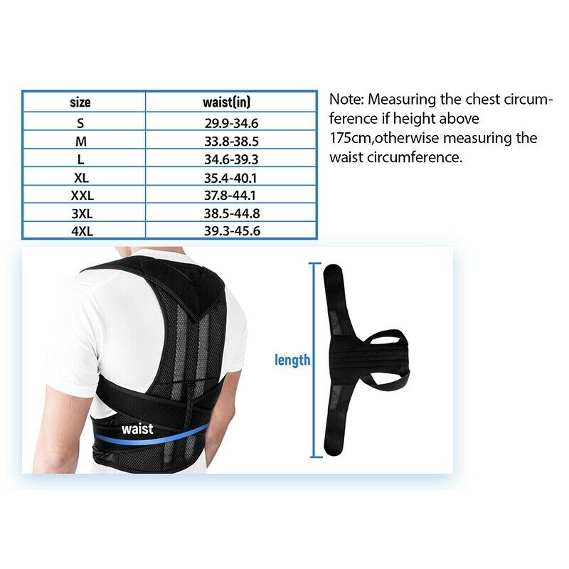 Back Posture Correction Shoulder Corrector Support Brace Belt Therapy Men W H9V7