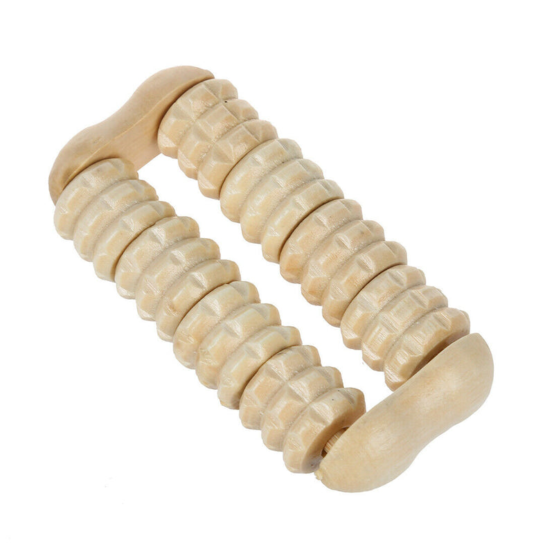 5X(Foot Arm Care Relax Wood Dual Rows Roller Massager L9T6)