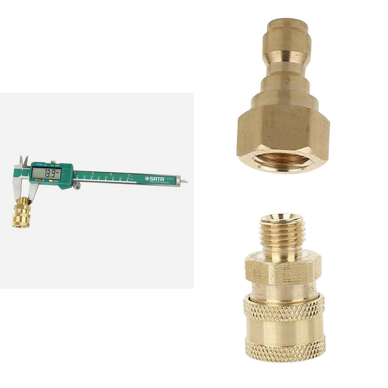2pcs Brass Garden Hose Quick Adaptor M14 x 1.5mm Male & Female for Power