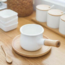 10cm Non Stick Milk Pan Saucepan Pot Wood Handle For Hobs White