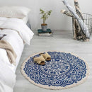 Morocco Round Carpet Bedroom Boho Style Tassel Cotton Rug Hand Woven Nation B5O3