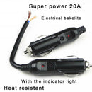 Cigarette Plug Car Lighter Connection 12V/24V Power Male Fuse Socket Adaptor+20A