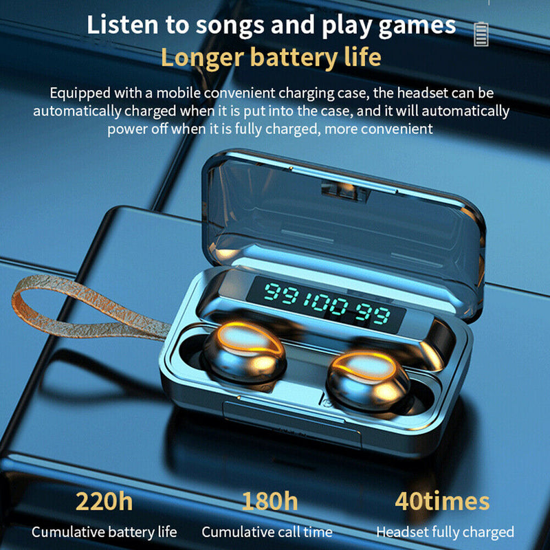 R5 TWS Earbuds Bluetooth Wireless Earphones w/Digital Display Charging Case A