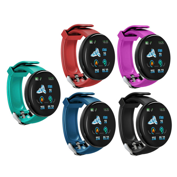 D18 Round Men Women Bluetooth Smart Watch Sport Smartwatch  Blue