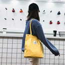 Korean Canvas Handbags Women Corduroy Shoulder Bags Shopping Totes (Yellow)