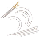 24Pcs Curved Straight Sewing Needles With Leather Waxed Thread Cord Rainbow