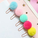 72 Pieces / Piece Cute Colored Plush Ball Bookmark Metal Clip Paper Clip Bo S7K5