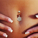 Flower Crystal Stainless Steel Belly Button Navel Rings Body Piercing Jewel