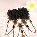 Gothic Retro Black Fringed Flowers Lace Headdress Fashion Hair Clip Jewelry