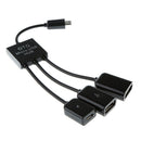3 In 1 Male To Female Micro USB 2.0 Host OTG Hub Adapter Cable For