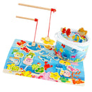 Toddler Wooden Magnetic Fishing Pole Game Montessori Toys,Go Fish Ocean Animals