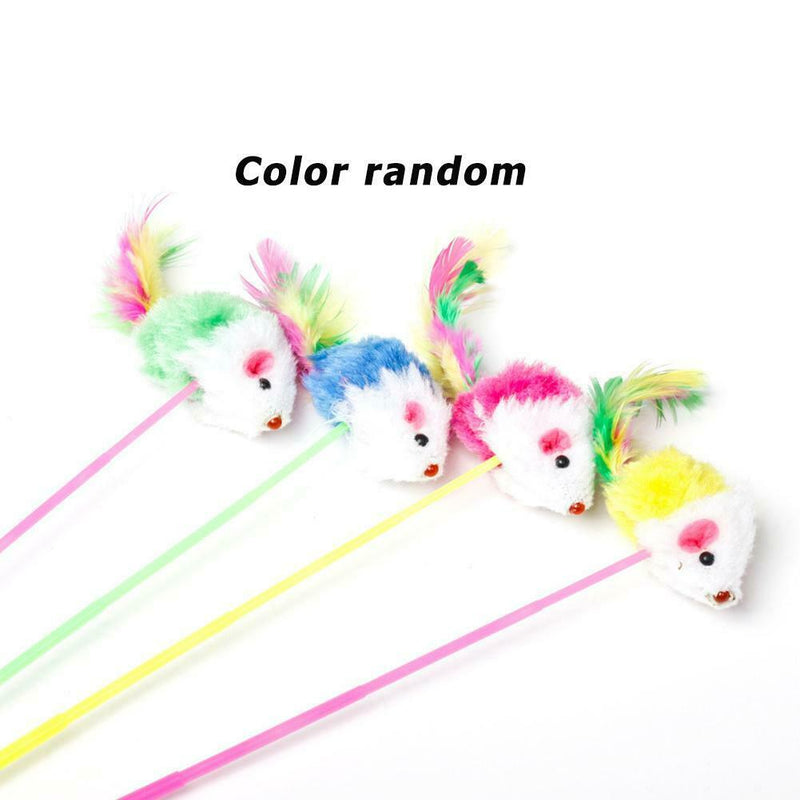 Funny Soft False Mouse Colorful Feather Plush Pet Playing Cat Toys Kitten Supply