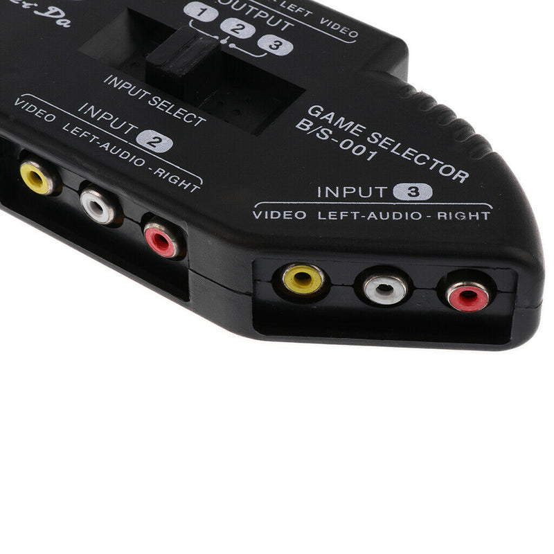 Durable 3 Way Audio Video AV RCA Switch Switcher Splitter+Cable